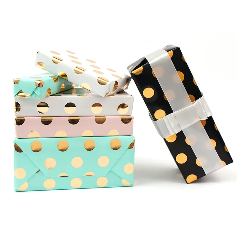 Luxus Geschenk Verpackung Papier Blatt Papier Rolle mit Heißer Stanzen Polka Dot Muster Gedruckt