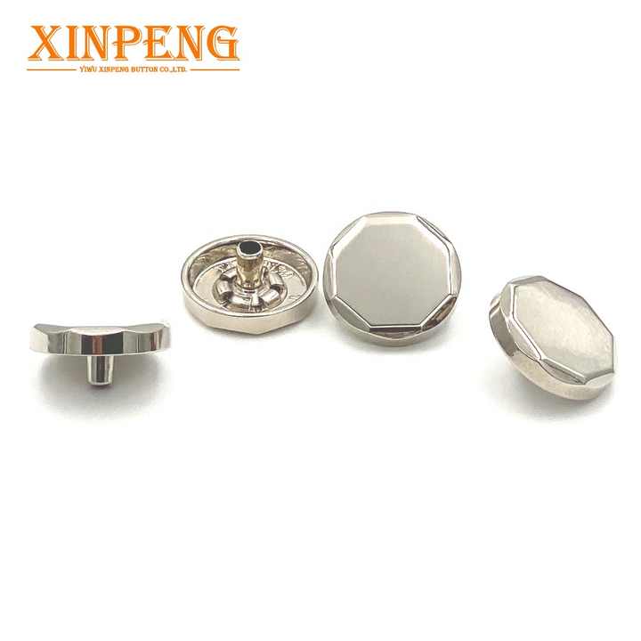 Xinpeng Buttons Coat Customize Charms Around Shaped Silver Press Metal Snap Button