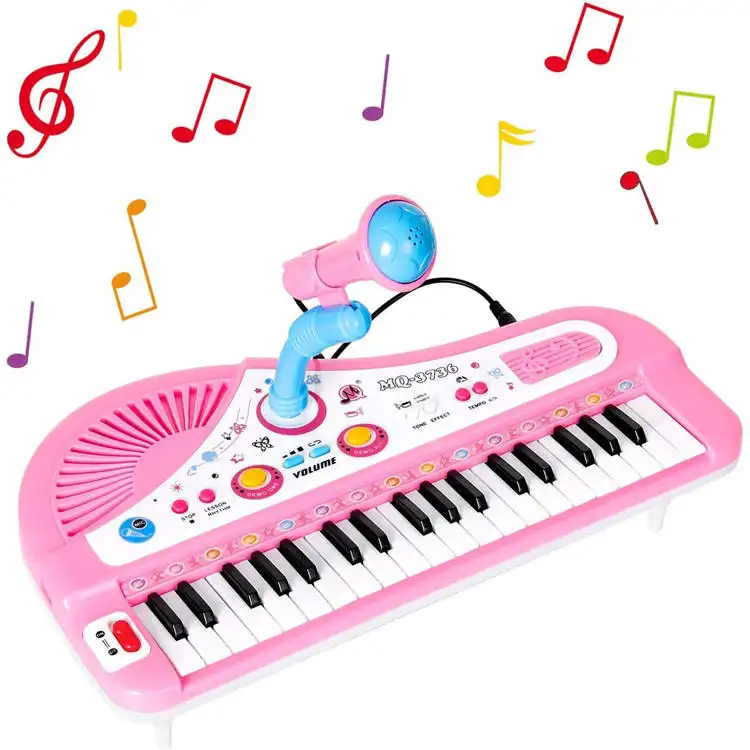 TS Niños Juguete Piano Instrumentos musicales Órgano electrónico Piano Juguetes de plástico Micrófono Piano Juguete Órgano musical para niños