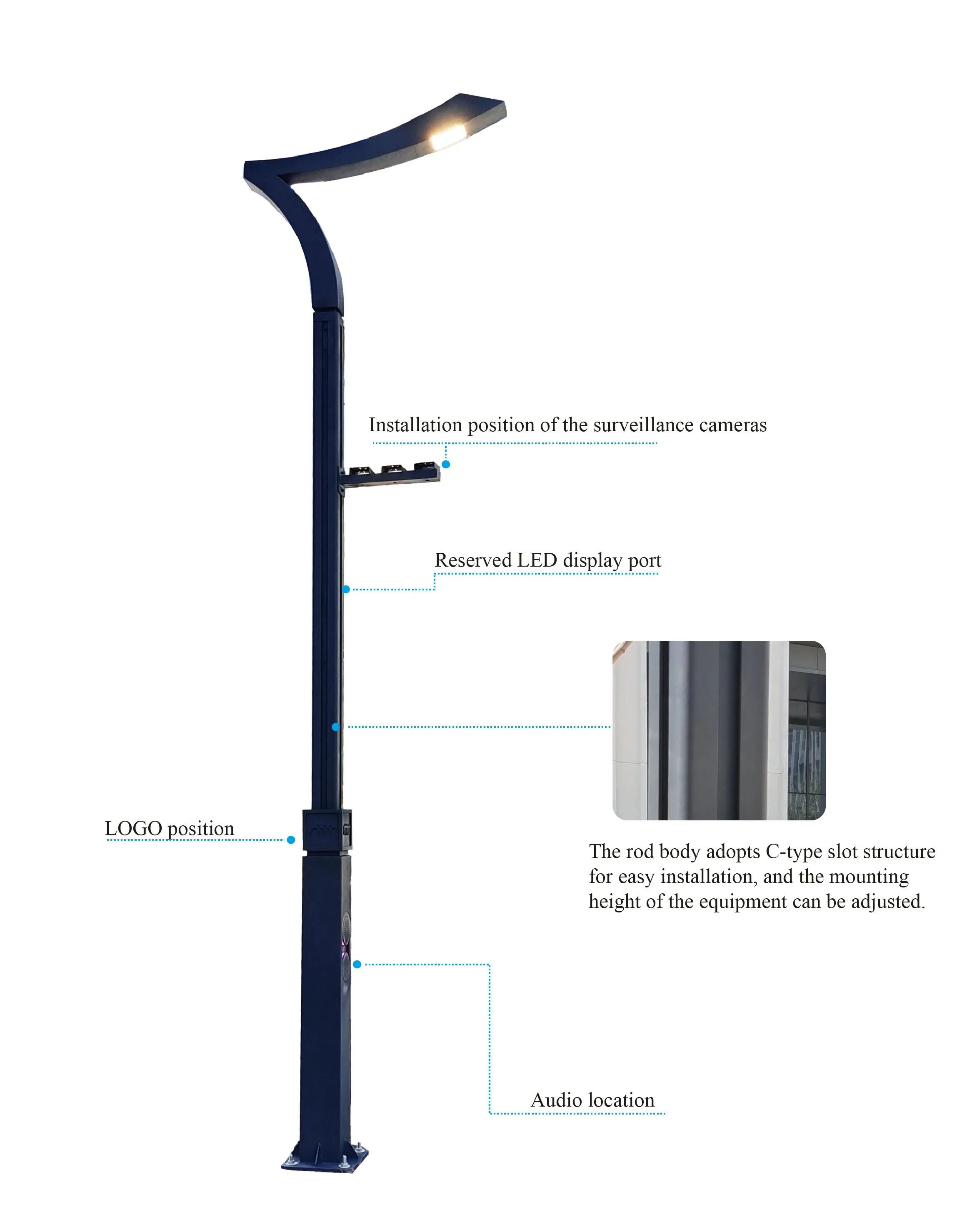 JYZHT001 neues Design Q235 AL 4,5 Meter hoch intelligenter Straßen laternen mast intelligenter LED-Straßen laternen mast