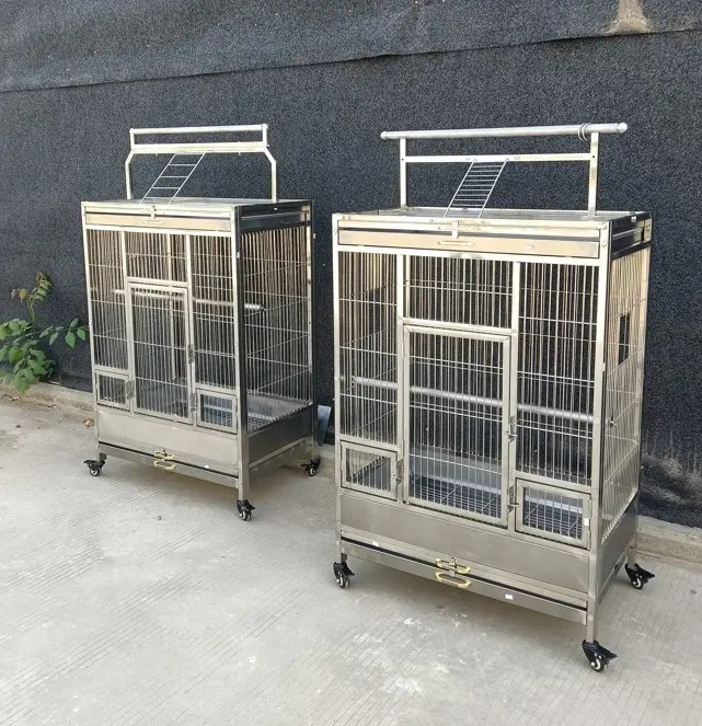 Grande cage pour oiseaux Cage pour perroquets en acier inoxydable SUS304