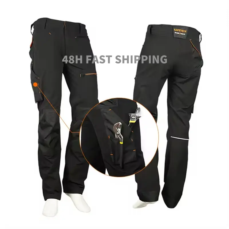 Multi Pocket 4-Way Stretch Venta al por mayor Tactical Work Cargo Workwear Pantalones Hombre con rodilleras