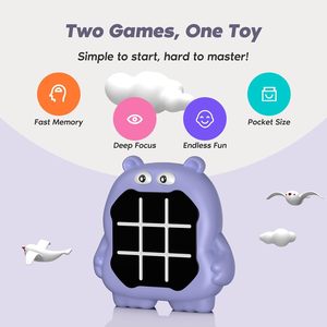 Taşınabilir seyahat Tic Tac Toe oyunu Hippo tarzı 3-in-1 el bulmaca konsolu kurulu çocuklar için oyunlar ve yetişkin oyunları - Product Image 2