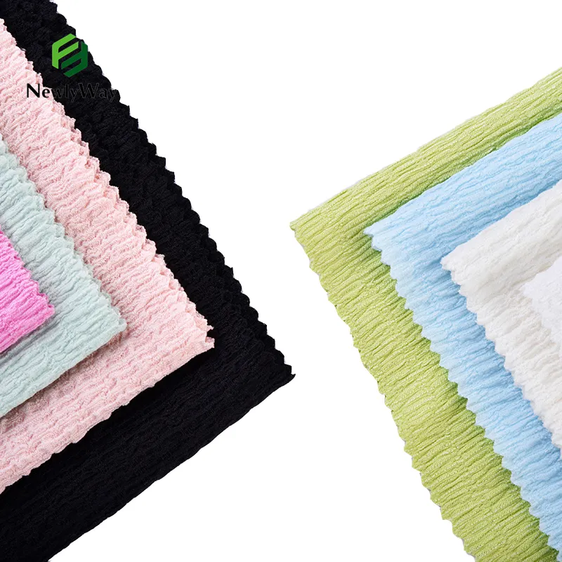 Tessuti per abiti in Crepe elasticizzato in Spandex di poliestere stropicciato per la produzione di tessuti per abbigliamento
