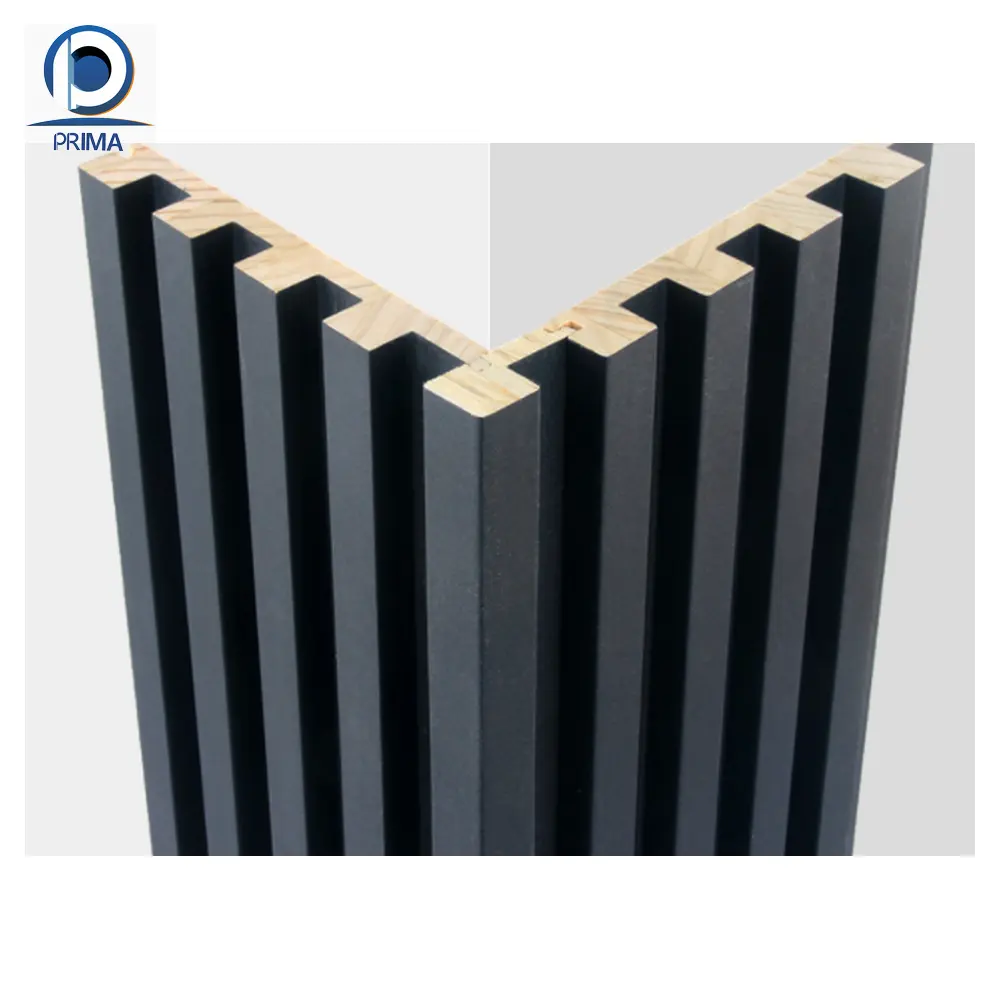 Diseño de superficie de fibra de bambú, decoración de pared de coextrusión estriada, Panel de madera, revestimiento, color negro, diseño sólido para el hogar
