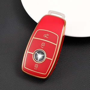 Yeni TPU yumuşak Fob anahtar kapak yeni Benz 3 düğmeler araba anahtarı durum altın hattı ile anahtar kılıfı aksesuar