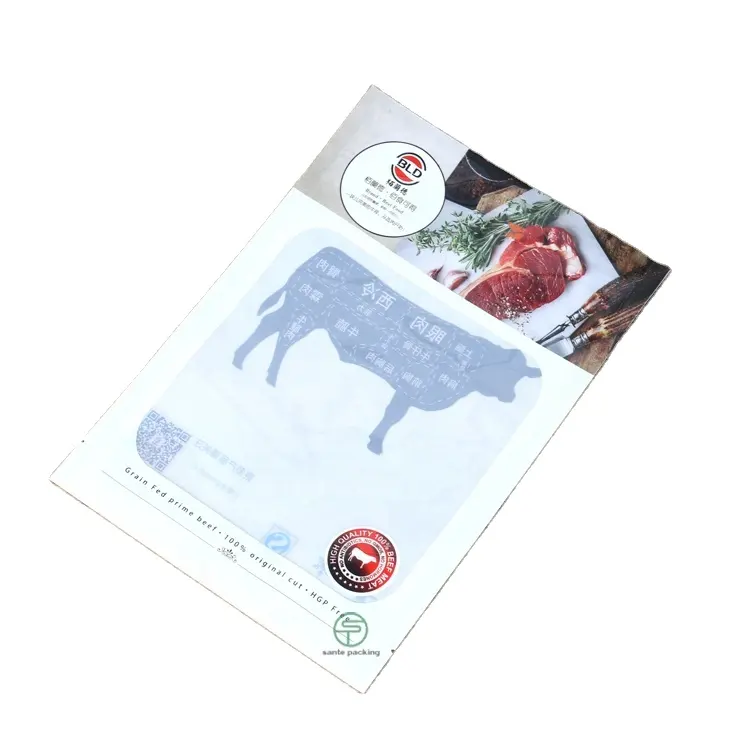 Sac d'emballage de qualité alimentaire pour animaux de compagnie, bœuf glacée, matériau PE, nylon