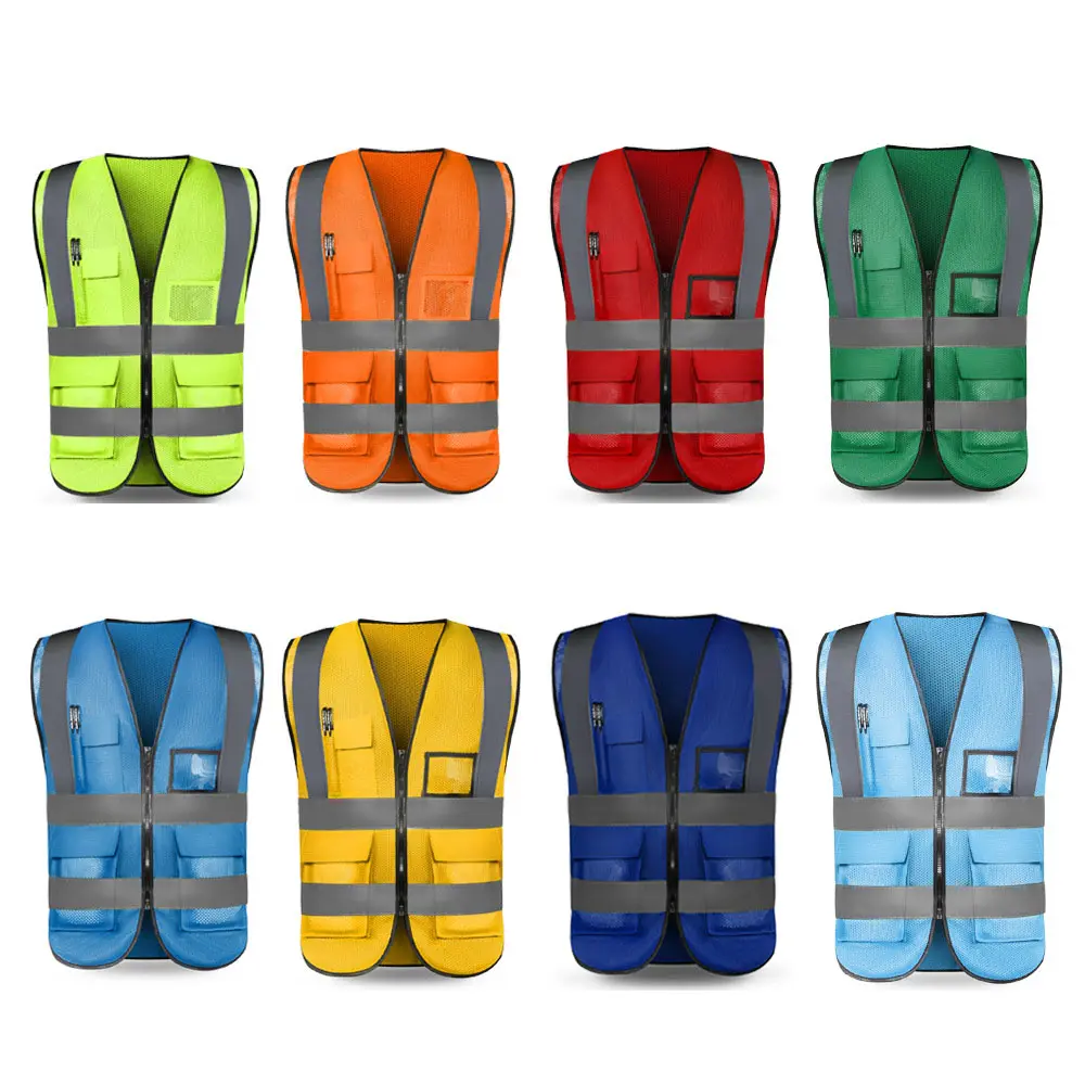 Gilet da lavoro personalizzato colorato da costruzione maglia Hi Vis 8Xl Neon Surveyor blu riflettente gilet di sicurezza verde