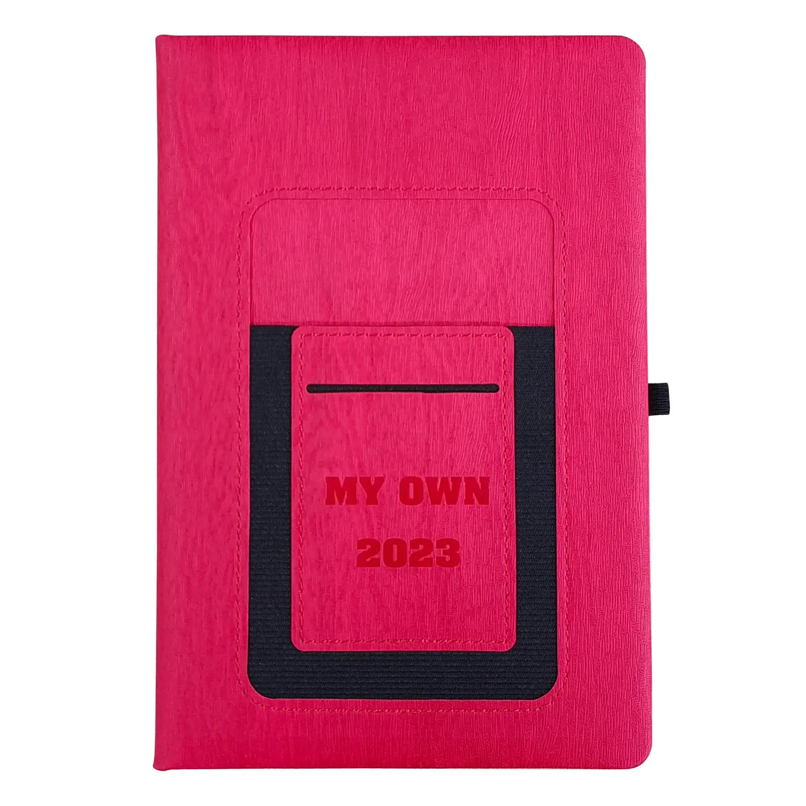 Venta al por mayor rojo PU cuero A5 personalizado Oficina Agenda presupuesto planificador cuaderno con bolsillo para teléfono