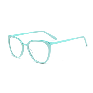 Geometrik desen asetat gözlük çerçevesi 1013 stok yuvarlak optik gözlük Metal boy şık gözlük ile çeşitli renkler