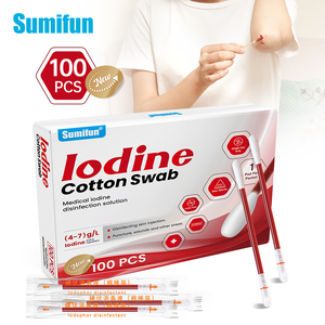 100% yeni ve en kaliteli tek kullanımlık iodoliquid sıvı dolu çubukla tıbbi 100 adet iodocotton pamuk swablar - Product Image 1