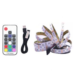 LED Strip USB 5V 5เมตรถึง4ขาเชื่อมต่อพร้อมรีโมทคอนโทรล LED - Product Image 1