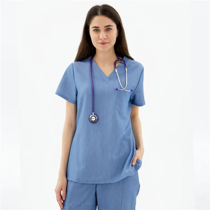 Fuyi-uniforme de enfermería a la moda, uniforme blanco, mangas fruncidas, médico