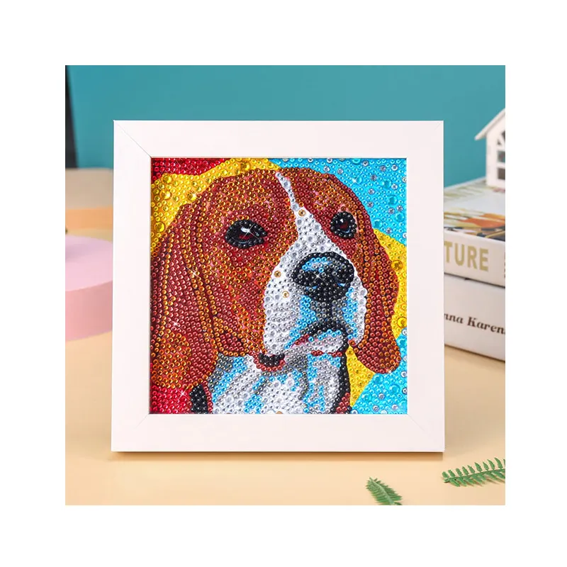 Diy Kinder Diamant Malerei Kit Full Drill Mosaik Diamant Kunst handwerk Cartoon Hund Foto rahmen Schlafzimmer Tischplatte Dekor