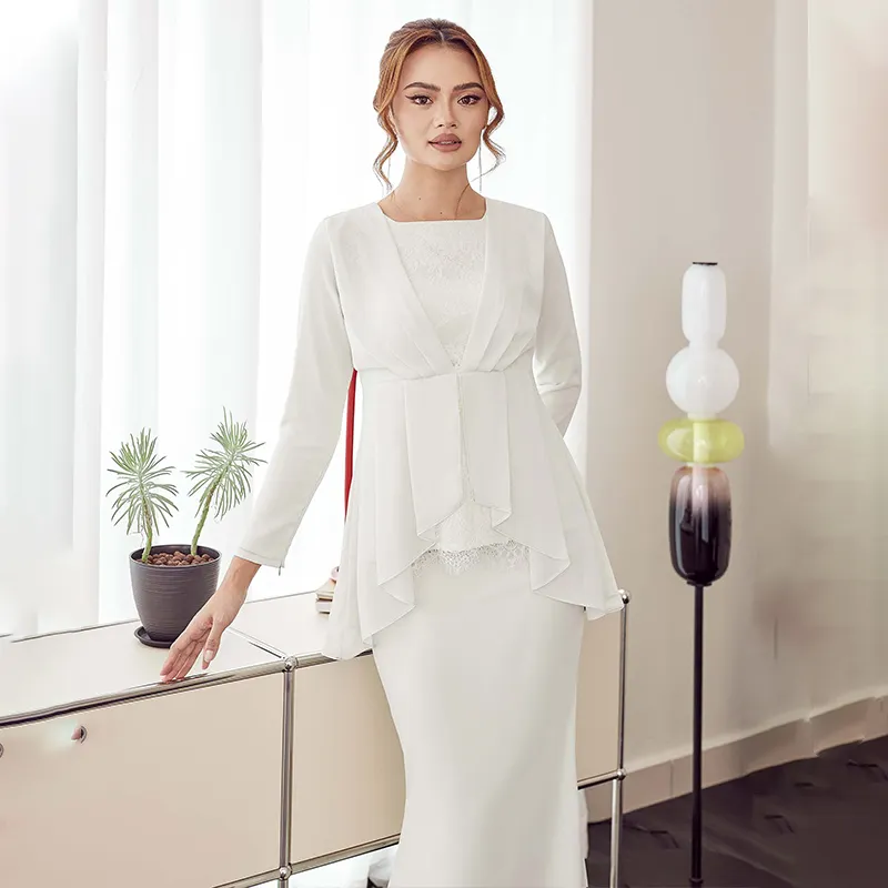 Penjualan laris gaun kain kasa cetak Digital gaya etnik kain Abaya Muslim dewasa dengan Logo kustom Baju Kurung