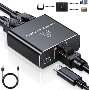 千兆1000Mbps RJ45分离器1X2以太网电缆1进2出网络分离器电脑转换器8P8C扩展器插头扩展 - Product Image 6