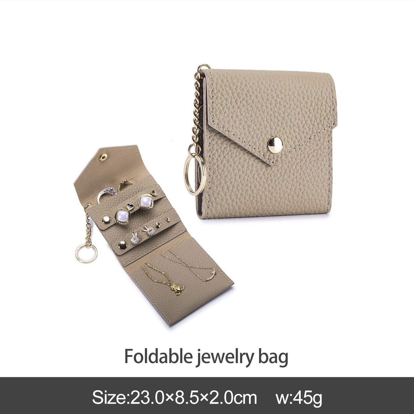 Sac à bijoux pliable marron