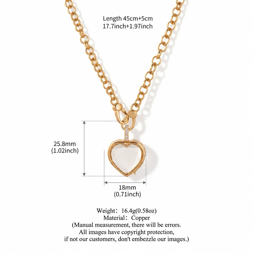 Collana con scatola portafoto trasparente a forma di cuore
