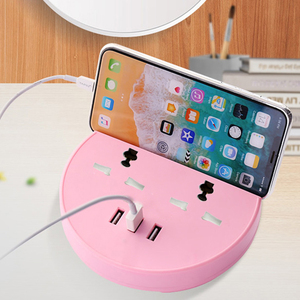 Enchufe de extensión de alimentación múltiple redondo universal de 10A con 2 tomas de corriente Puertos de carga USB y enchufe del Reino Unido para uso en el hogar y la Oficina - Product Image 2