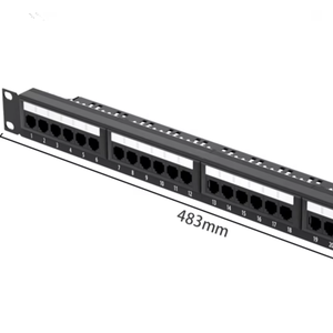 Cat6 UTP 19'' <strong>Patch</strong> <strong>Panel</strong> 1U 24 Ports with Keystone Jack Full Loading in Rack and Cable Connector <strong>Use</strong> Pass Fluk test - Product Image 1