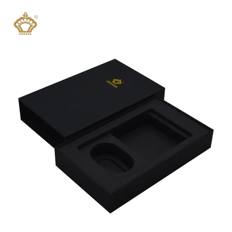Scatola del cassetto scorrevole della carta nera opaca personalizzata con Logo stampato a caldo per confezione regalo di carta per imballaggio di calzini