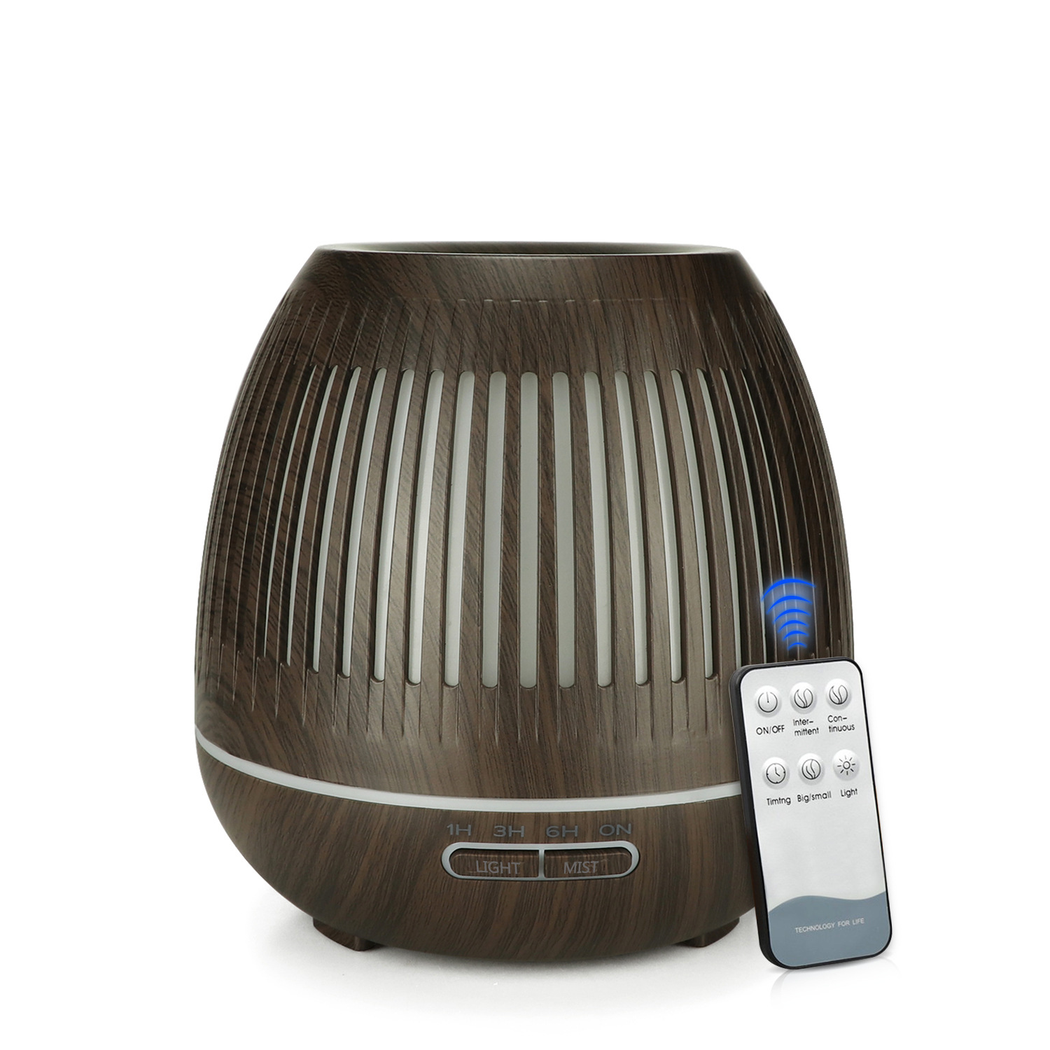 Grano de madera oscura con control remoto +2