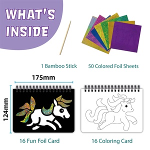 Kidsren <span class=keywords><strong>DIY</strong></span>跨界独角兽系列挎包魔术艺术绘画着色书耐用纸张转移绘画玩具套装儿童