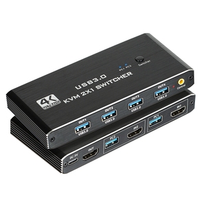 带按钮开关的USB3.0 KVM交换机EDID 2端口高清电视4K 60hz分辨率1监视器2台计算机4 USB3.0端口摄像机投影仪 - Product Image 2