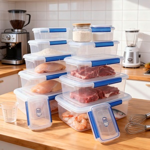 Rõ ràng kín nhựa hộp lưu trữ thực phẩm với bốn bên khóa nắp thiết kế leakproof cho súp hoặc nước sốt - Product Image 1