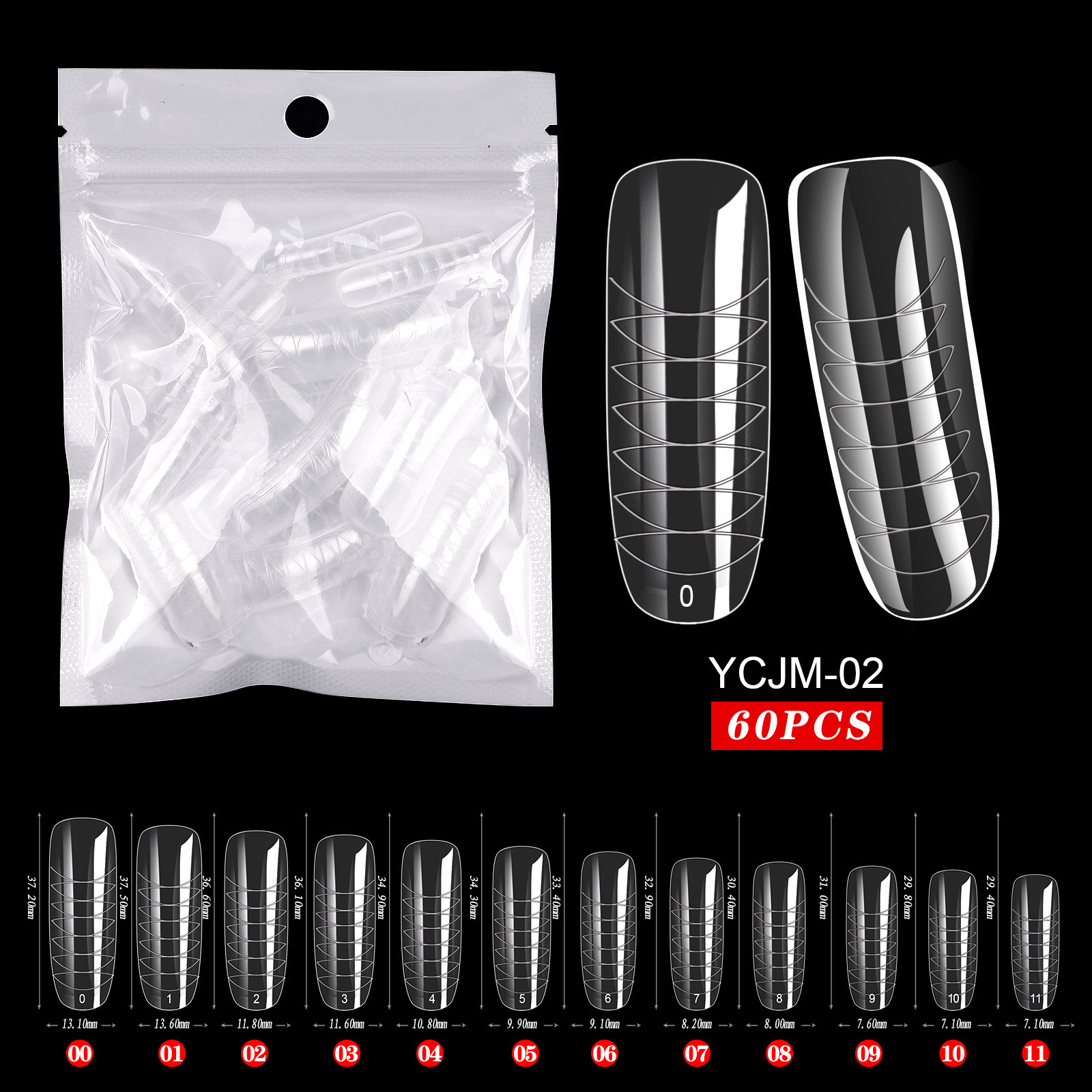 60pcs extension glue nail mold 02