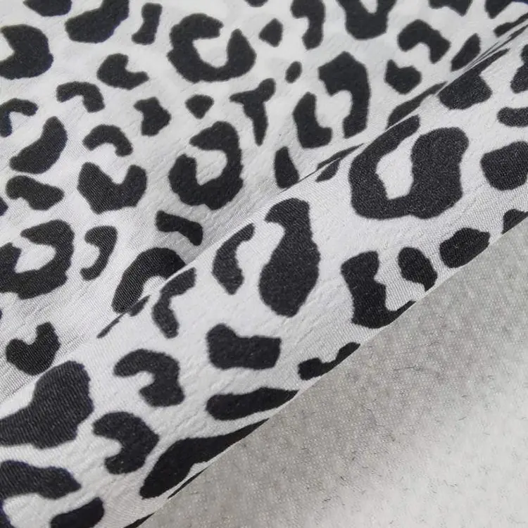 Saia estampada de leopardo para mulher, tecido tecido tecido tecido trançado 100% poliéster 120gsm