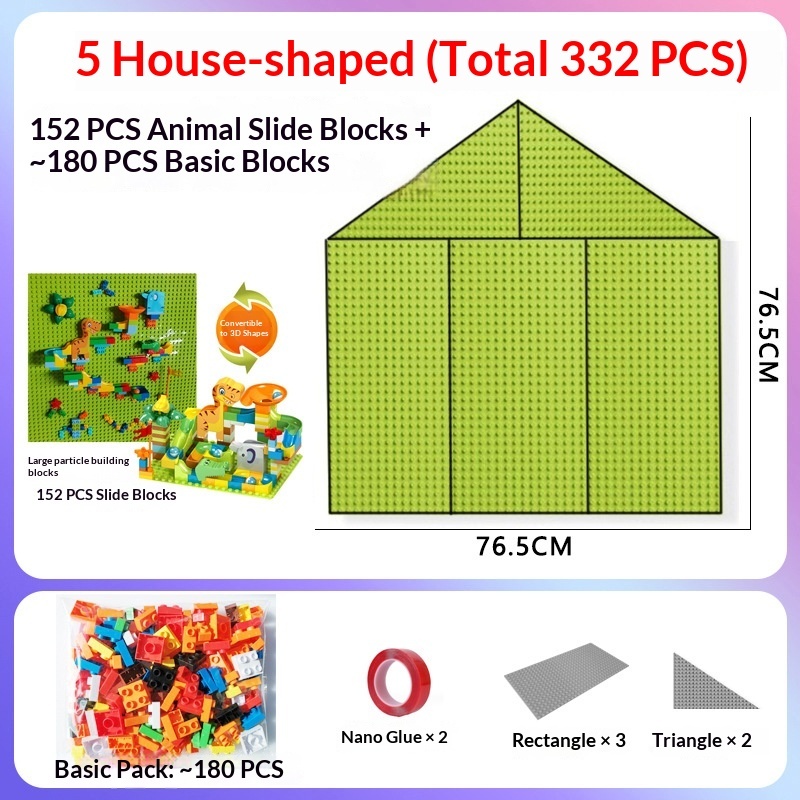 Verde 5 piezas Casa 152 Diapositiva 180 Bloques de construcción de cimientos