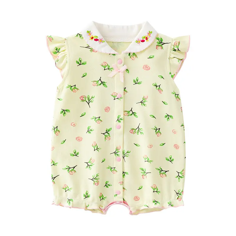2023 Summer Infant Jumps uit Cartoon Kurzärmlige Kletter pyjamas Baumwolle Kleinkind Kleidung 3-18 Monate Baby Girls Stram pler