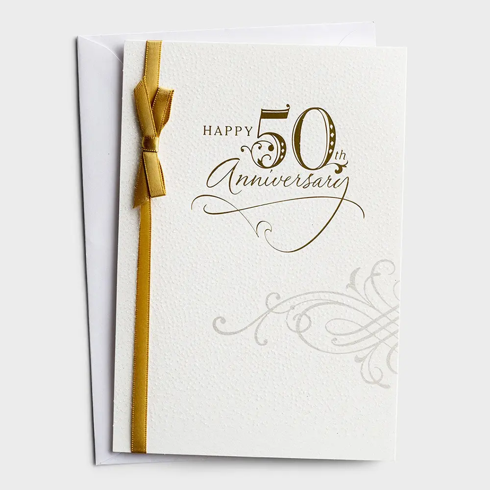 Conjunto de tarjetas de regalo para Celebración de aniversario, Logo impreso personalizado, papel de felicitación, sobre, para boda