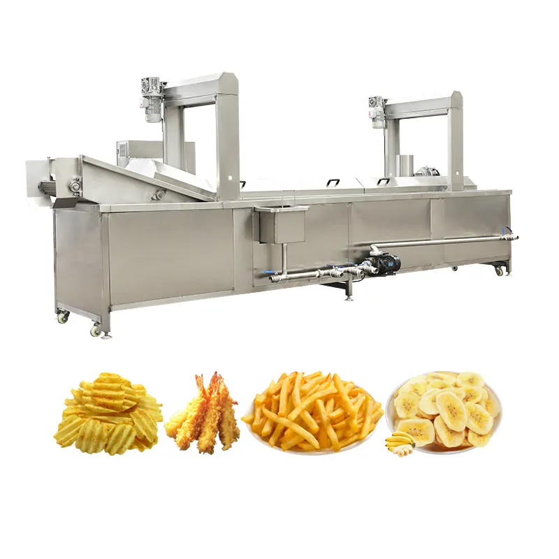 Industriële Kipnuggets Aardappelchips Frietjes Weegbree Chips Ui Pinda Aardnoten Frituurmachine Continue Friteuse