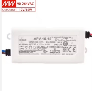 适用于室内照明和标牌应用的平均APV-16-12 16W 12V IP42恒压发光二极管驱动电源 - Product Image 1