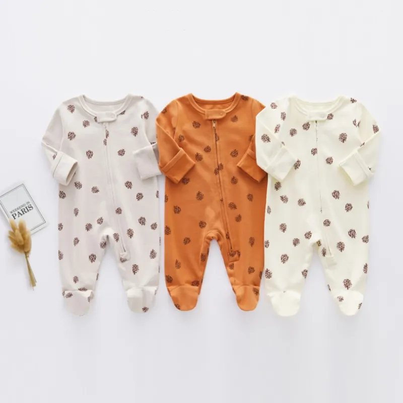 מכירה חמה אישית צבע אופנה עיצוב חדש הסיטונאי רך נוח שרוול ארוך רוכסן תינוק rompers בגדי תינוקות