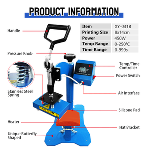 Xingyan 8*14cm Cap Heat Press Clamshell Design Hat Heat Press Machine <strong>Digital</strong> LCD <strong>Timer</strong> and <strong>Temperature</strong> <strong>Control</strong> - Product Image 5