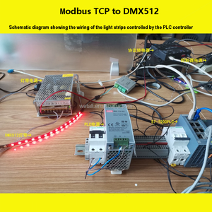Преобразователь протокола ModbusTCP в DMX512 PLC управляет системой освещения сцены с контроллером освещения ламп WS2812 - Product Image 6