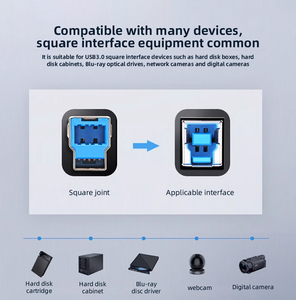 สายเครื่องพิมพ์ USB 3.0ชนิด B ตัวผู้ไปยัง USB สายเครื่องพิมพ์3.0สำหรับเครื่องพิมพ์คอมพิวเตอร์ - Product Image 2