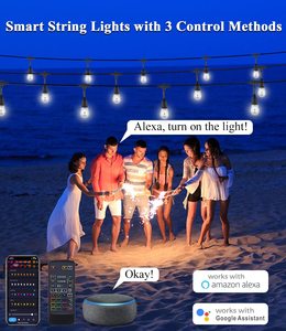 Akıllı noel dize ışıkları, APP kontrolü veranda ışıkları LED RGBCW renk değiştirme ışıkları kısılabilir su geçirmez kırılmaz - Product Image 2