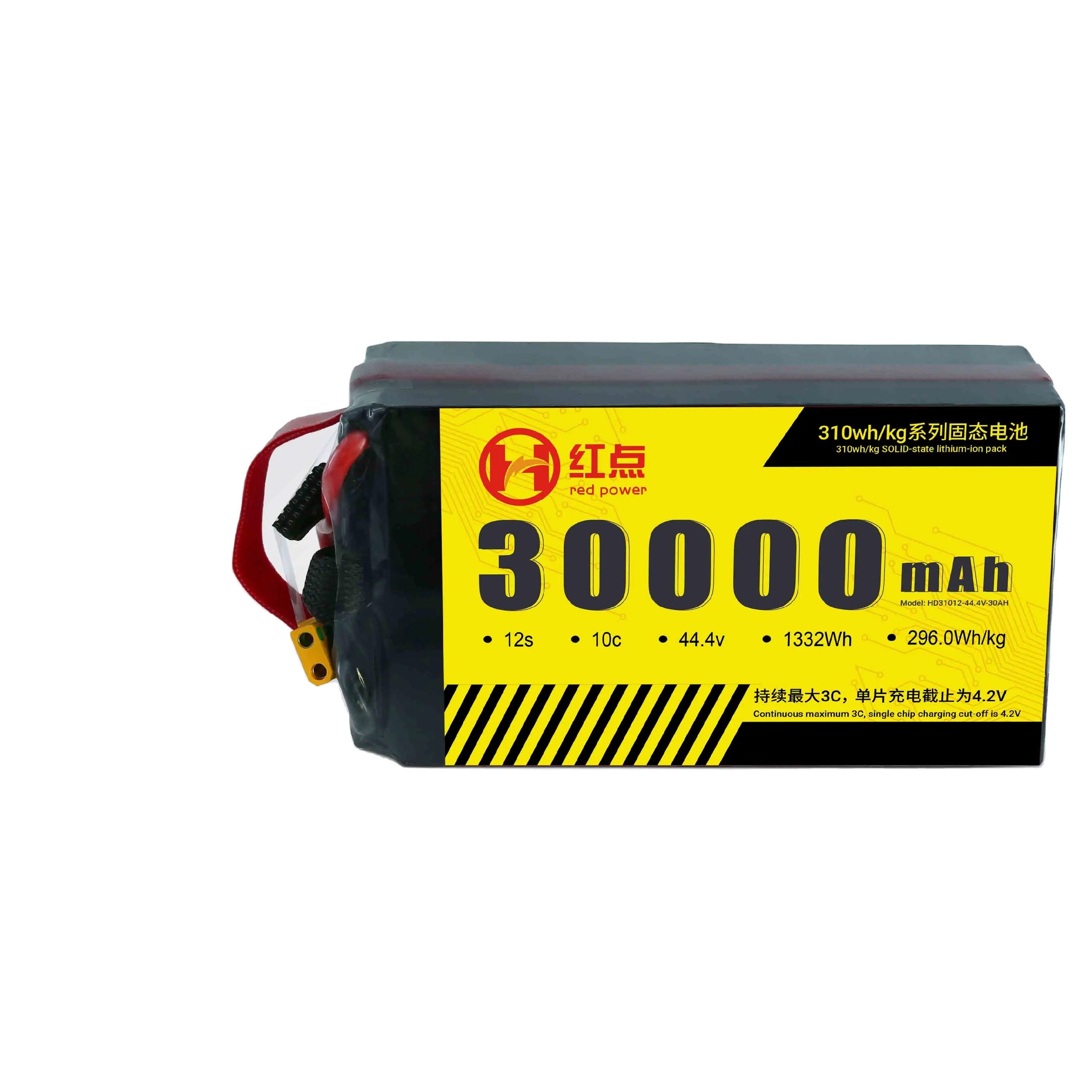 44,4 V 30000 mAh 310 Wh/kg 30 Ah 12 S Festkörper-Batterie Lithium-Ionen-Hersteller HD UAV POWER Drohne UAV Festwind-Vtol-Mehrrotor