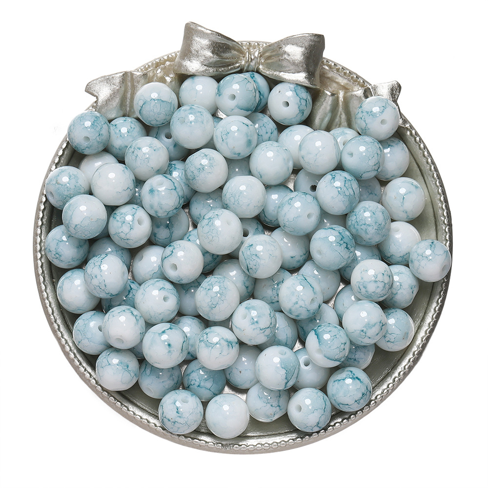 Perles de verre à motifs en porcelaine - bleues et blanches