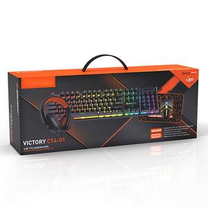 4 IN 1有線ゲーミングキーボード & マウスヘッドセットとマウスパッドコンボRGBバックライトゲーミングキーボードとマウスセット - Product Image 1