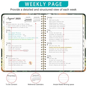 Cuaderno planificador mensual semanal personalizado de fábrica 2026, tapa dura, bobina en espiral, Bloc de notas, página de índice, cubierta de papel, diario A5, tamaño TY - Product Image 4