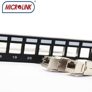 PANEL de parche cargado, 19 '', 1U, 24 puertos, RJ45, STP, CAT6A, PANEL de parche blindado con Gato de módulo CAT6A