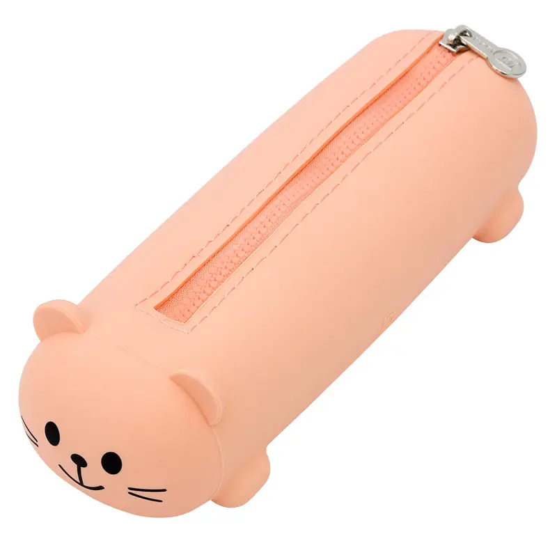 Custom waterproof Silicone Cute Pencil Case Kawaii cat Pen case Stationery Pencil bag for kids Back to School