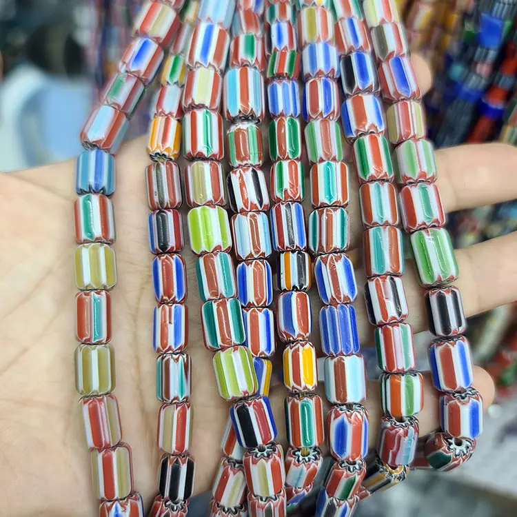 GP0904 этнические Непальские винтажные смешанные стеклянные бусины ручной работы шеврон бусины в африканском стиле нитки полосатые Многослойные Бусины в форме шеврона