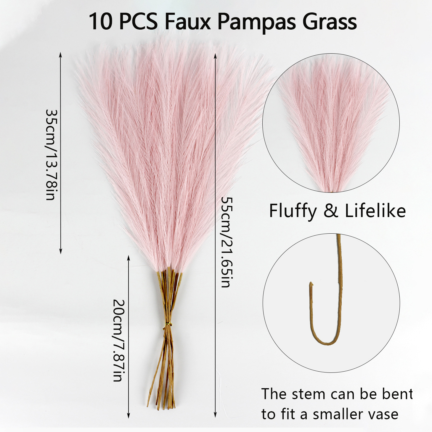 Herbe de pampa rose 10pcs