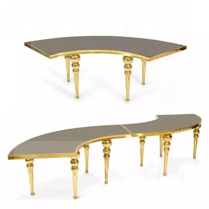 Bàn Ăn Tiệc Đám Cưới Nửa Mặt Trăng Đế Bằng Thép Không Gỉ MDF Sang Trọng Nhà Sản Xuất - Product Image 2